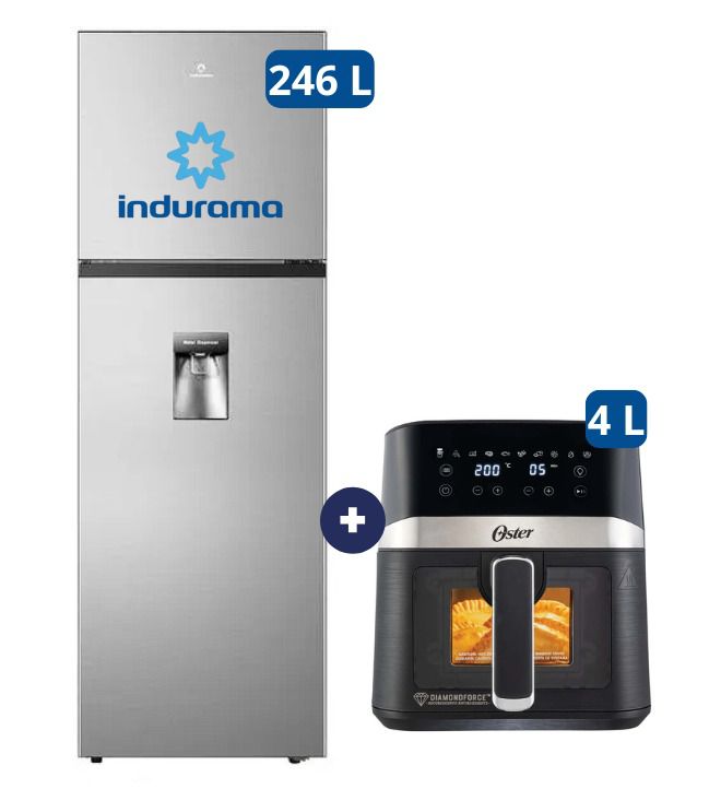 Refrigeradora INDURAMA 245L No Frost RI-389DI Croma + regalo una FREIDORA DE AIRE OSTER 4 L