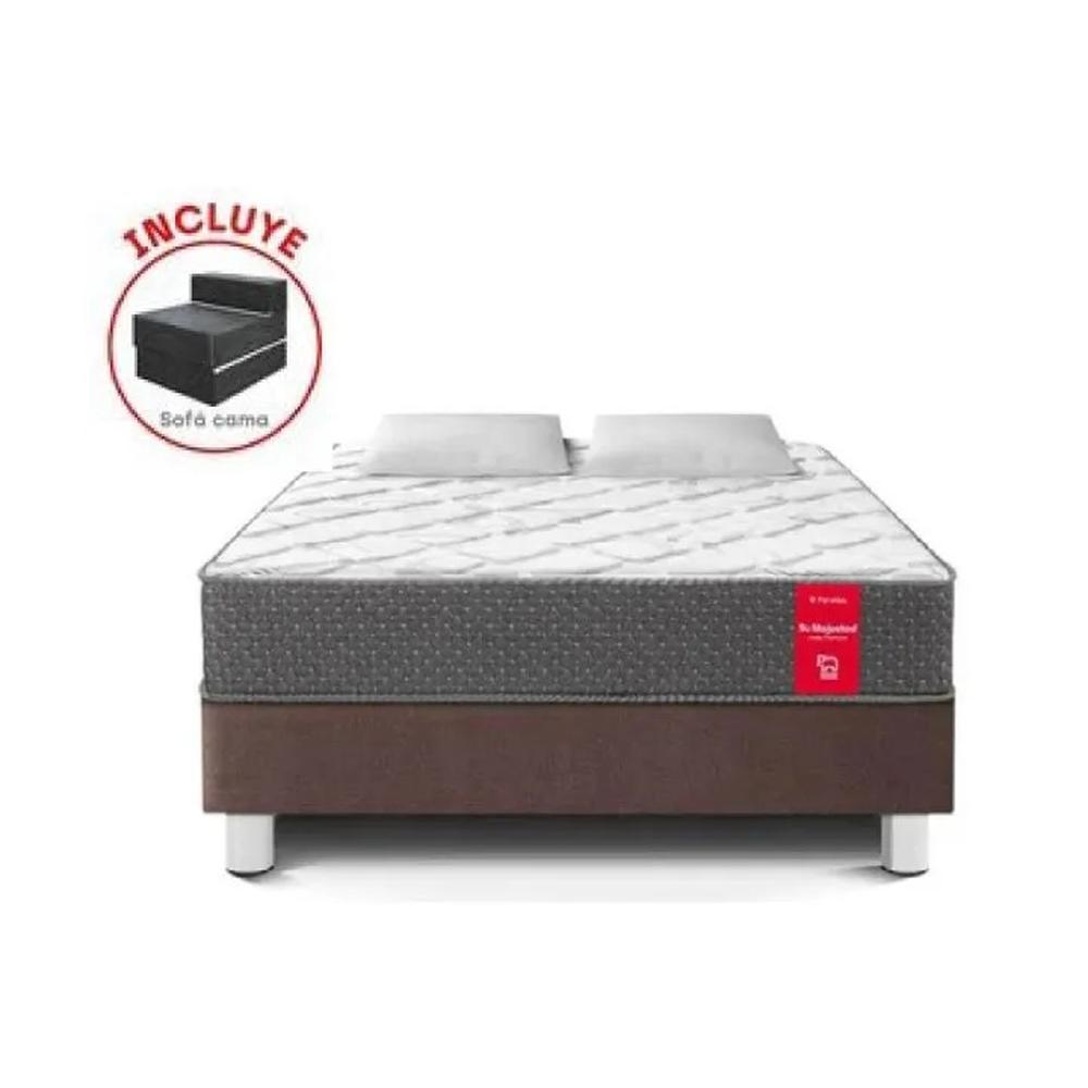 SET CAMA PARAISO SU MAJESTAD CHOCOLATE 2.0 PLZ+SOFA+2ALM+1PROT