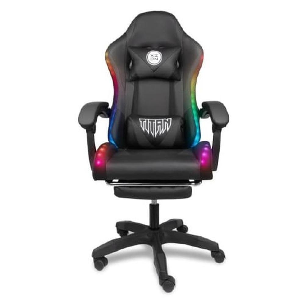 SILLA GAMER XION TITAN INCLINACION 135grados MAX.120KG TAPIZ CUERO NEGRO RGB