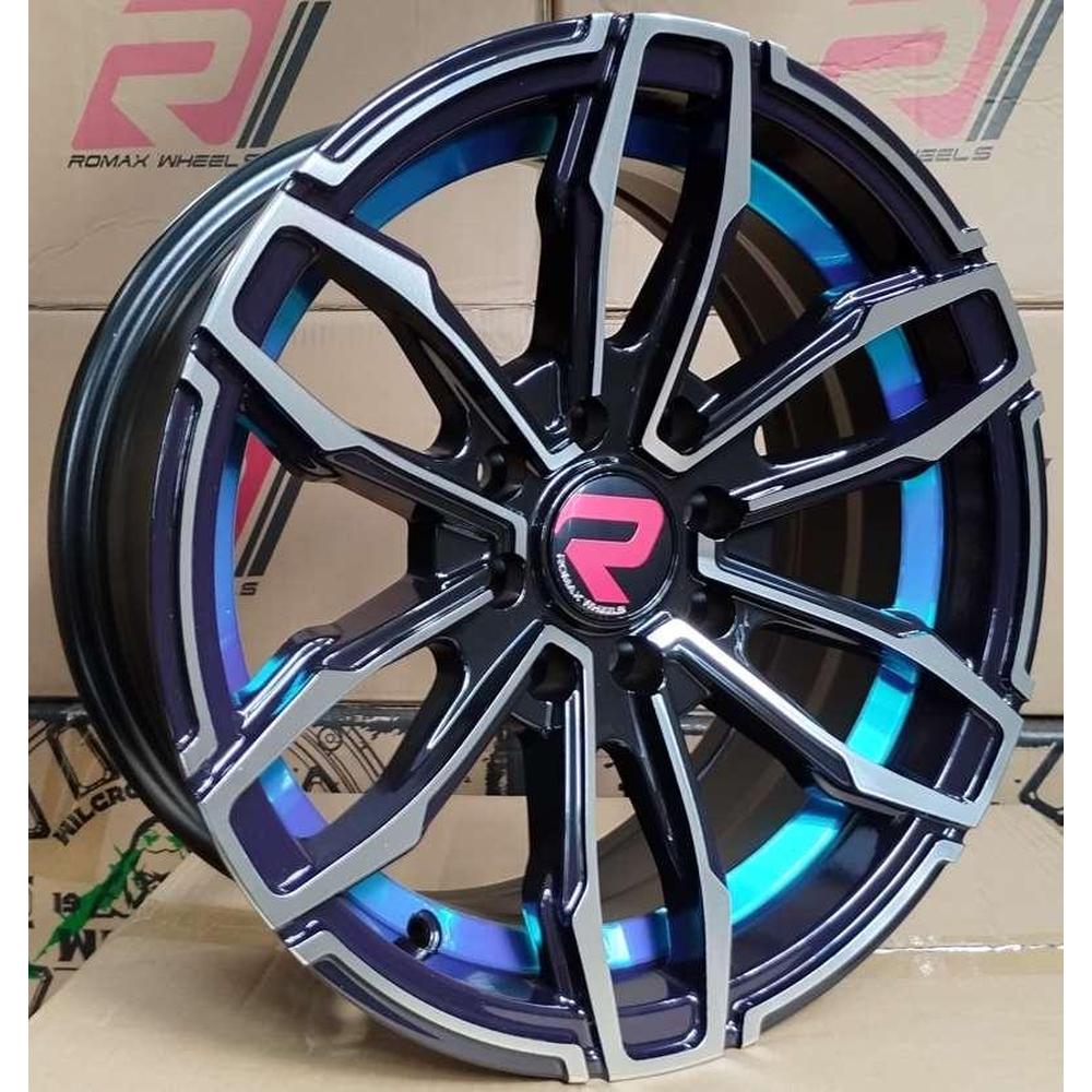 ARO ROMAX 6199 14*6.0-8*100/108 ET 10 CB 73.1 BLUE UNDERCUT BLACK MACHINED FACEBLUE UNDERCUT BLA