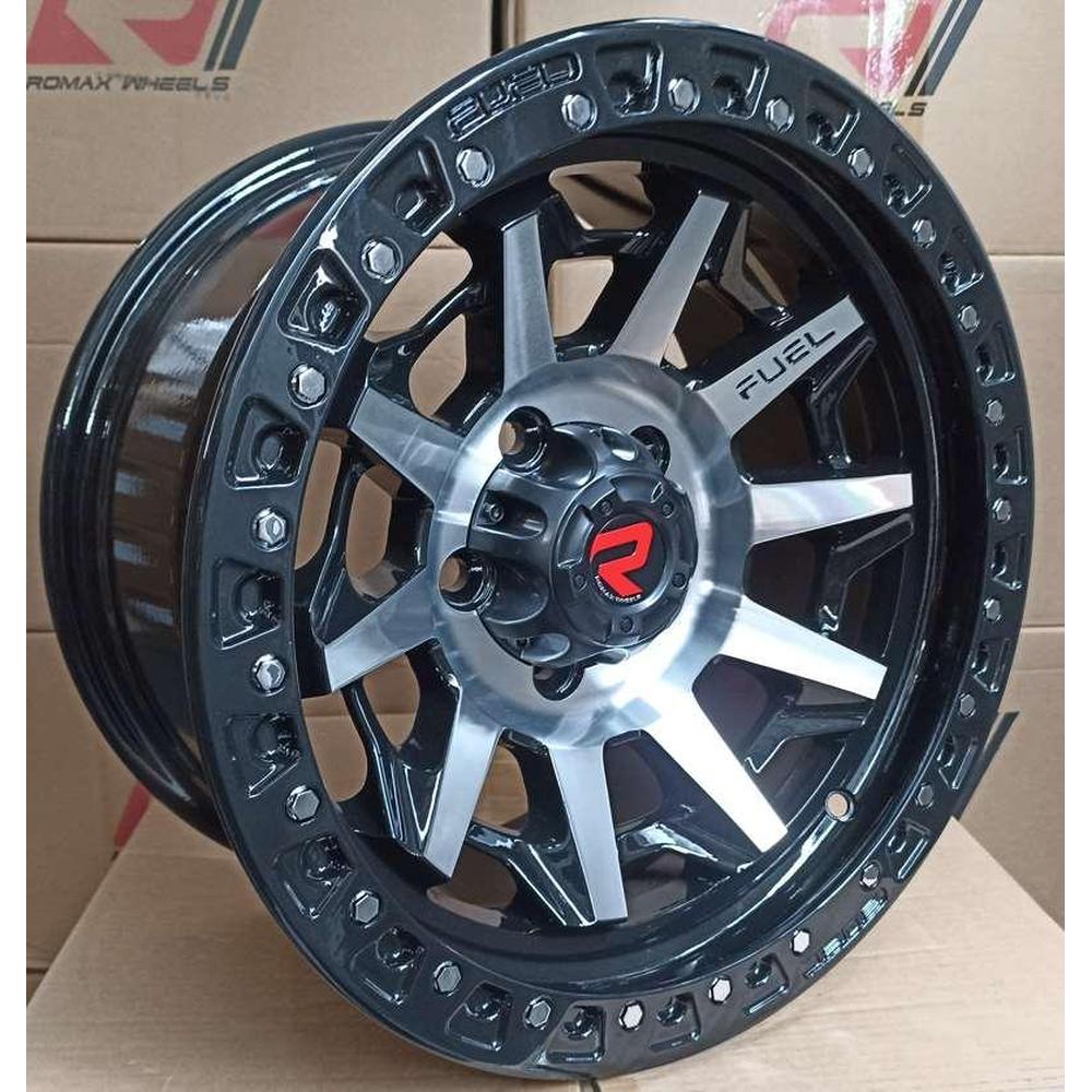 ARO ROMAX QC1261 15*8.0-6*139.7 ET 0 CB 110.1 BLACK MACHINED FACE BLACK LIP CHROME RIVETS