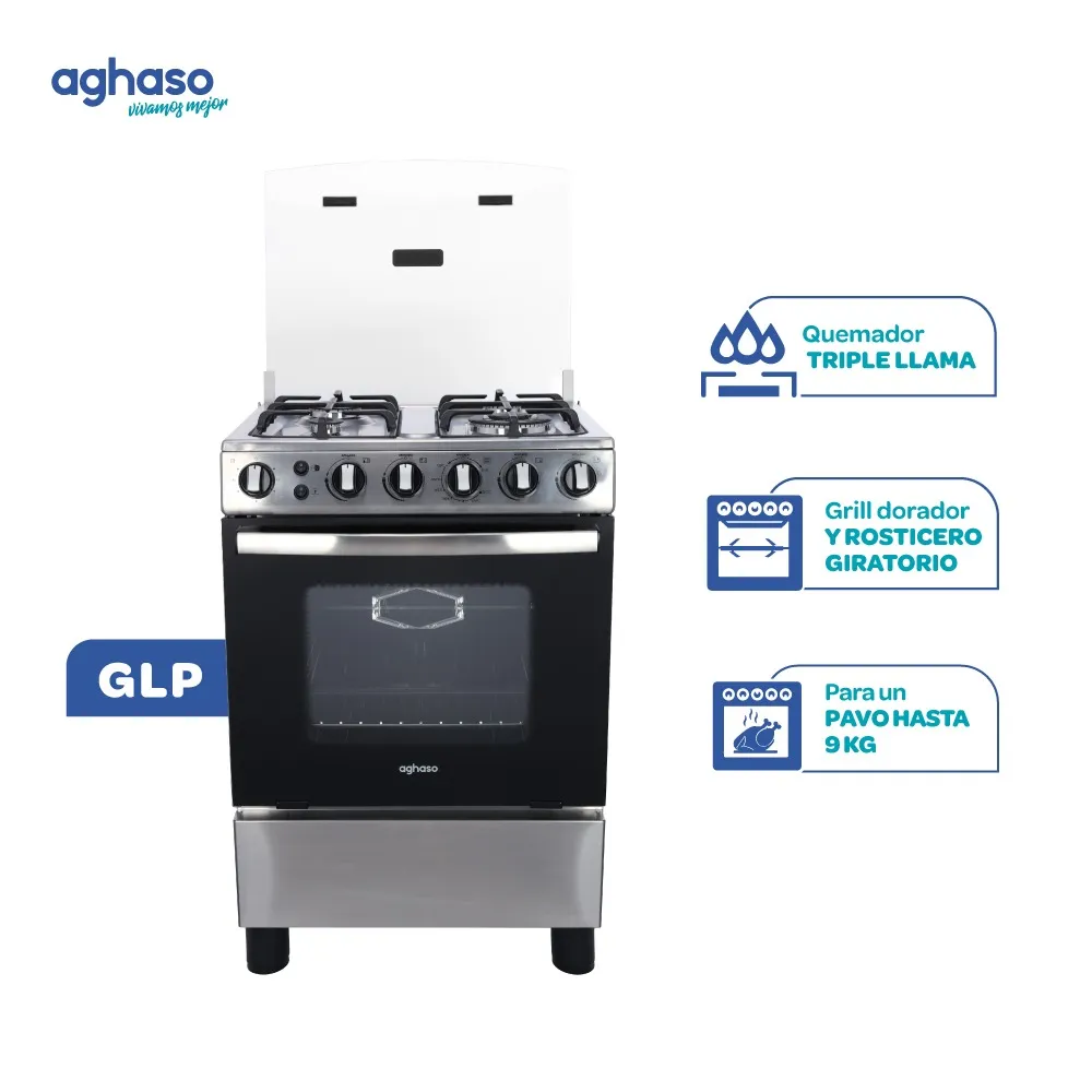 Cocina Aghaso PREMIUM 4 HORNILLAS CON CONEXIÓN + REGALO SET DE OLLAS