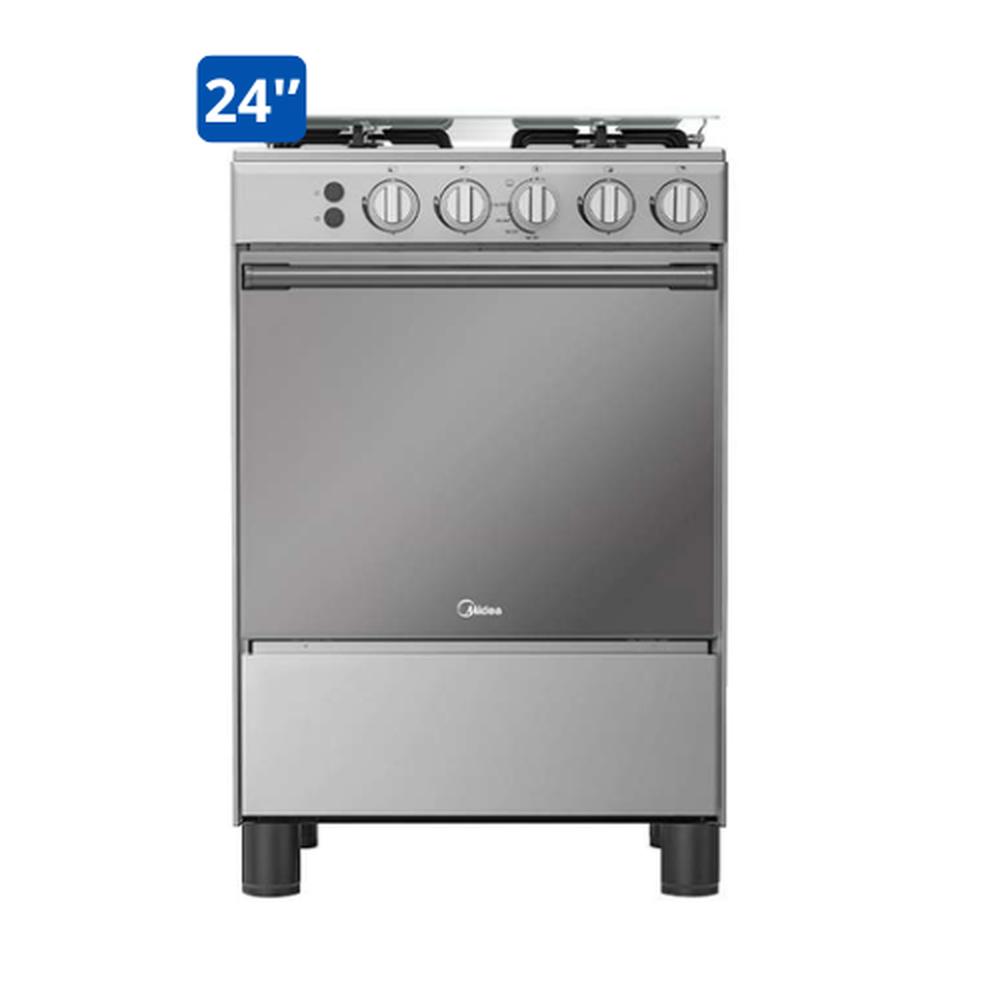 COCINA MIDEA 24" MGS24 4 HORNILLAS HIERRO + CONEXIÓN