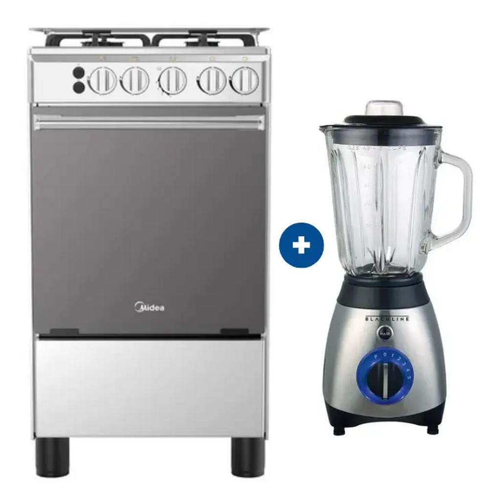 COCINA MIDEA 20" MGS20 4 HORNILLAS HIERRO  + LICUADORA WHITELINE 1.5 LTS 400W VASO VIDRIO+ CONEXION