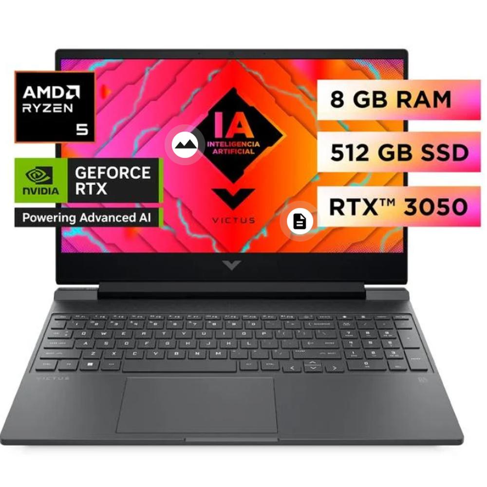 LAPTOP GAMER HP VICTUS 15.6" 15-FB2002LA FULL HD CORE R5-8645HS WIN11 8GB 512GB SSD RTX3050 6GB