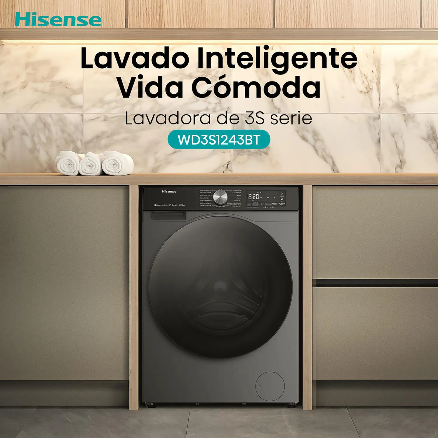 Lavaseca Hisense 12/8 Kg Carga Frontal, secado con Bomba de Calor, c/WIFl WWD3S1243BT - Image 4