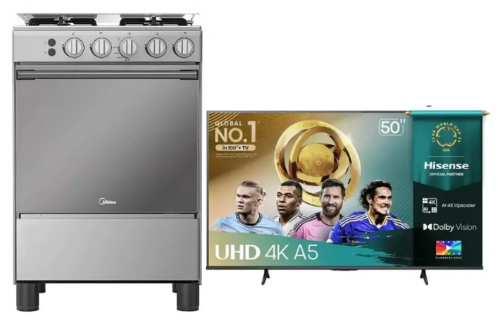 COCINA MIDEA 24" MGS24 4 HORNILLAS HIERRO +TELEVISOR HISENSE 50" QLED VIDAA  + TELEVISOR HISENSE 50" QLED VIDAA