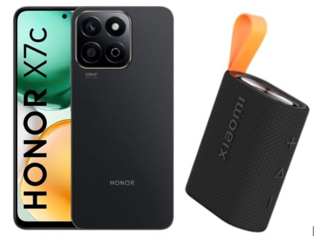 Celular Honor X7C 6.7" 256GB 8GB RAM color  Midnight Black +Parlante XIAOMI SOUND POCKET NEGRO 5w, IP67, 10 horas