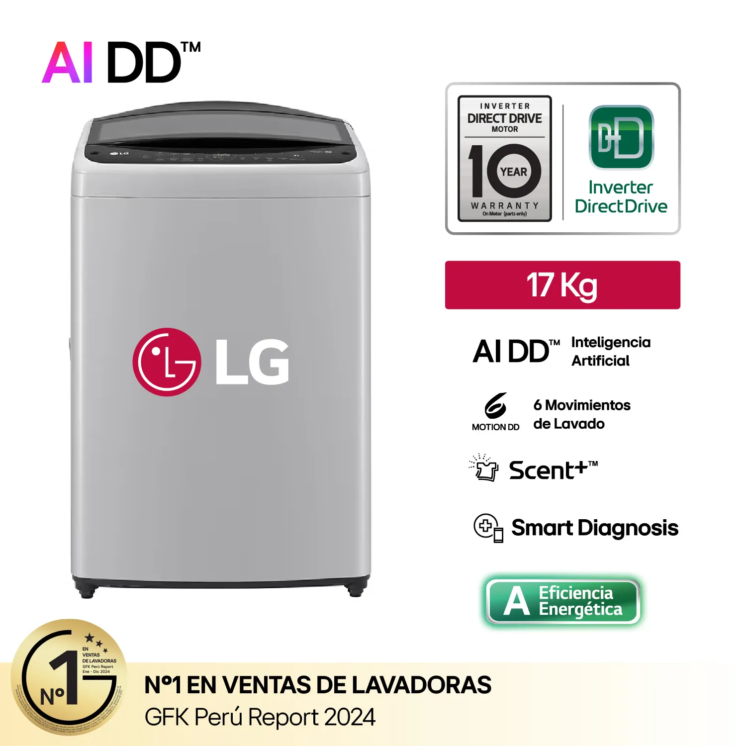 LAVADORA LG 17 KG WT17DV6T