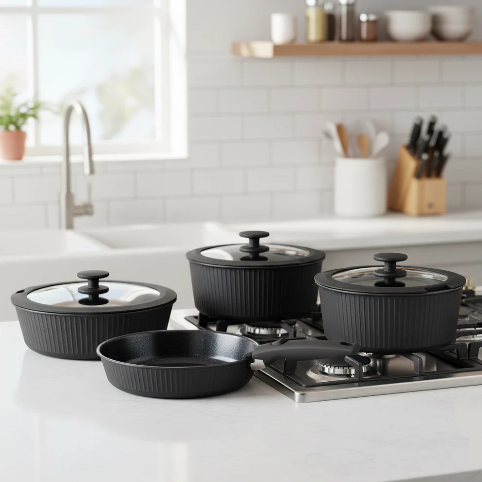 JGO DE OLLAS 8 PZAS NOVA PRATIKA BLACK A2792 KORKMAZ