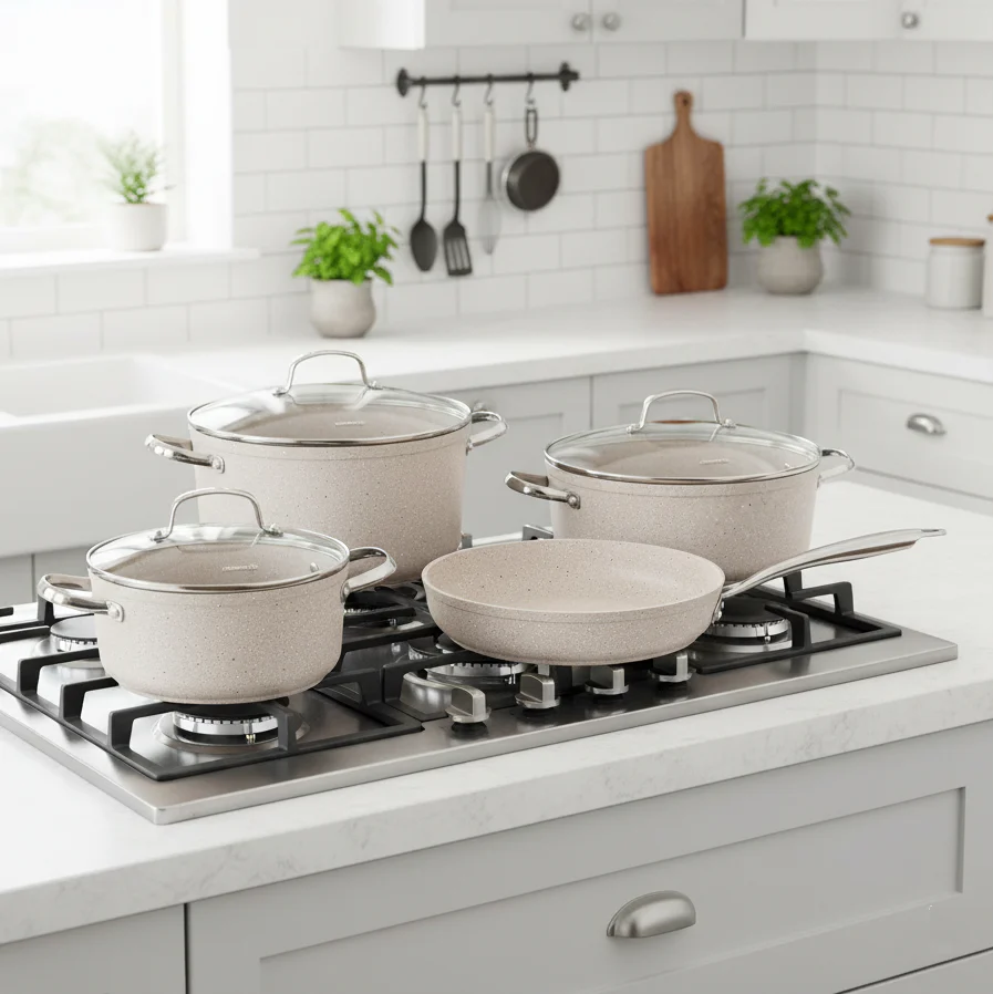 JGO DE OLLAS 7 PZAS GRANITA BEIGE A1272 KORKMAZ