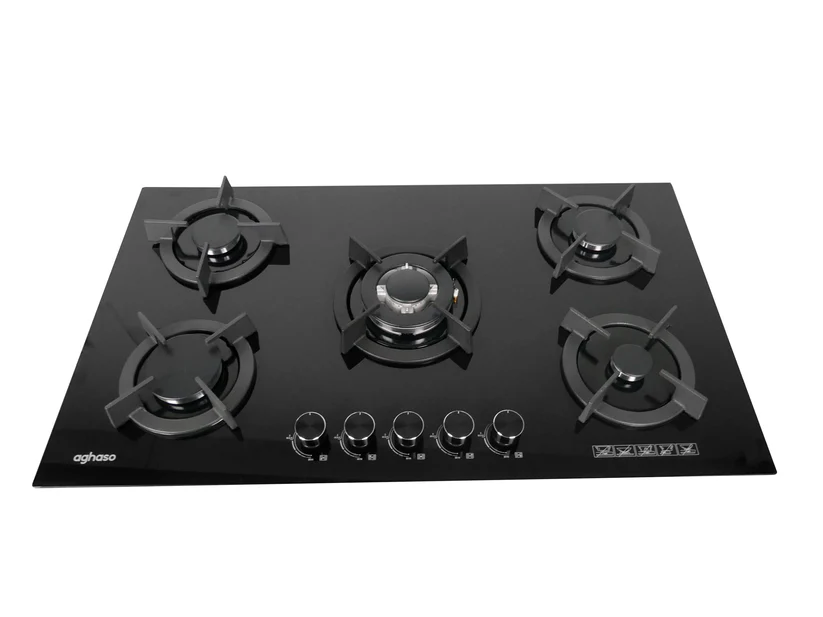 ENCIMERA AGHASO MESA VIDRIO 90 CM + CAMPANA AGHASO CHIMENEA 90 CM + SET  TAPERS