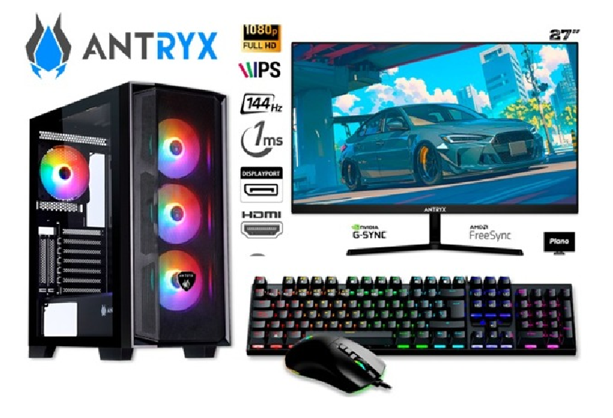 PC GAMER ANTRYX RGB RYZEN 5 8500G 16GB 500GB SSD MONITOR PLANO FULL HD 27" 144HZ
