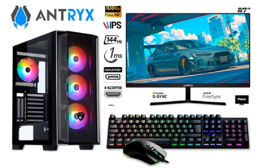 PC GAMER ANTRYX RGB RYZEN 7 5700G 16GB 500GB SSD MONITOR PLANO FULL HD 27" 144HZ