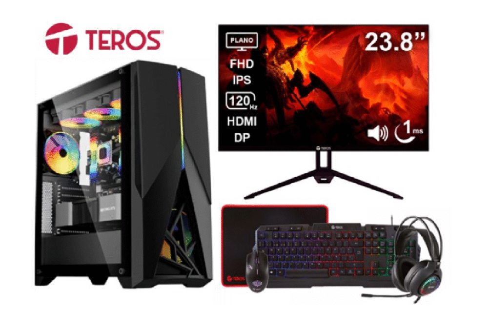 PC GAMER TEROS RGB CORE i7 8TH 16GB 500GB SSD RTX3050 6GB MONITOR PLANO FULL HD 23.8" 120HZ
