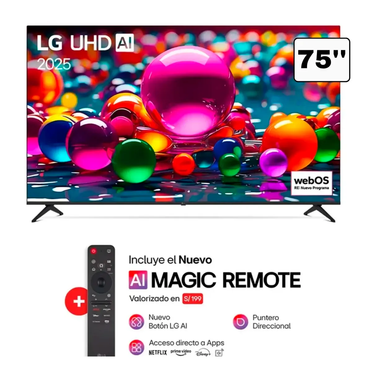 TELEVISOR LG 75UA8050PSA UHD/4K SMART Thinq AI C/MAGIC REMOTE