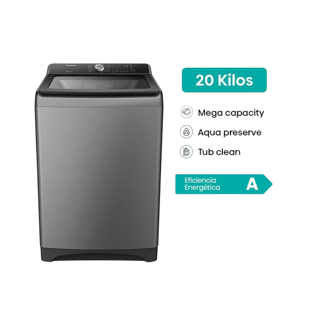 LAVADORA HISENSE 20 KG  WT312023UT Gris medio