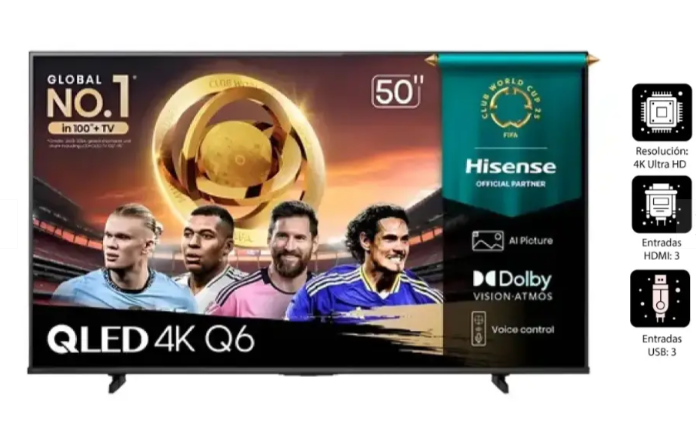 TELEVISOR HISENSE QLED 50" UHD SMART TV 50Q6QV VIDDA MODELO 2025