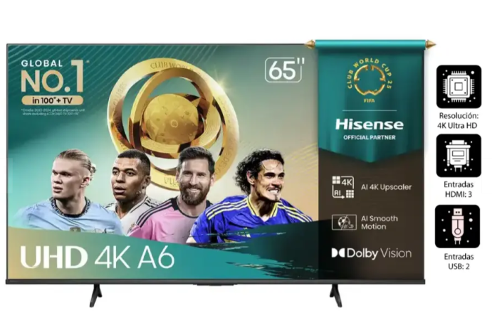 TV Hisense 65" LED 4K UHD Vidaa 65A6NV MODELO 2025