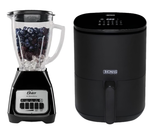 LICUADORA OSTER KALIMAN  2 VEL. 500W. VASO VIDRIO 1.5 LT  C.NEGRO + FREIDORA DE AIRE DIGITAL THOMAS 3LTS COLOR NEGRO