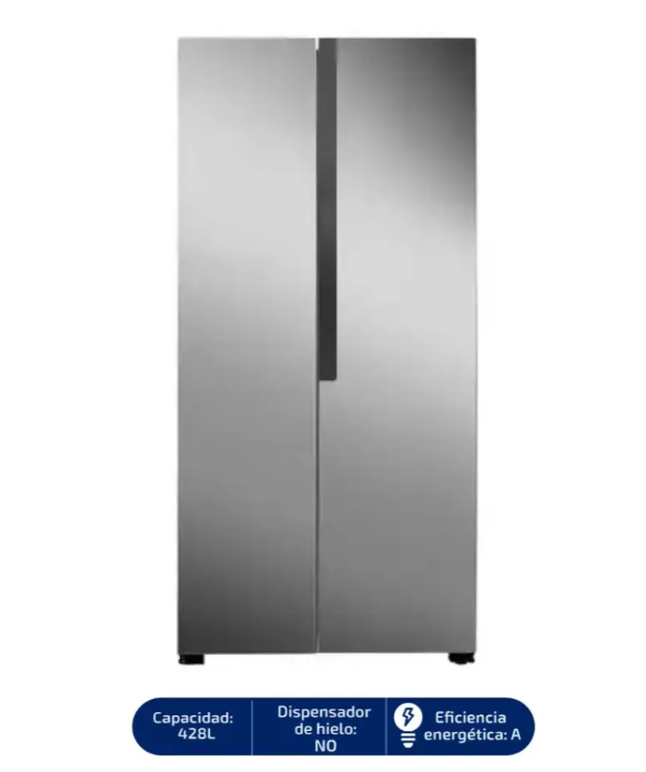 REFRIGERADORA SIDE BY SIDE HISENSE 428L SIN DISPENSER  RS3P428NEDA GRIS