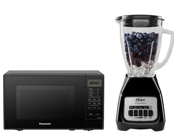 HORNO MICROONDAS PANASONIC SB25JB 20 Litros negro + LICUADORA OSTER KALIMAN 2 VEL. VASO VIDRIO 1.5 LT C.NEGRO