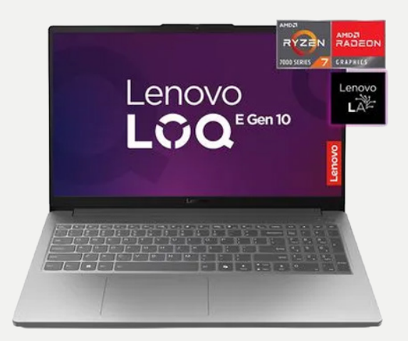 LAPTOP GAMER LENOVO LOQ ESSENTIAL, AMD RYZEN 7-7735HS,  16GB DDR5-4800, 512GB SSD NVME M.2, NVIDIA GEFORCE RTX 3050 6GB, pantalla 15.6" FHD (1920X1080) IPS 144 HZ, WINDOWS 11 HOME, teclado retroiluminado, , color Luna Grey, Wifi6, 1hdmi, 1 Rj45, 2 usb A,
