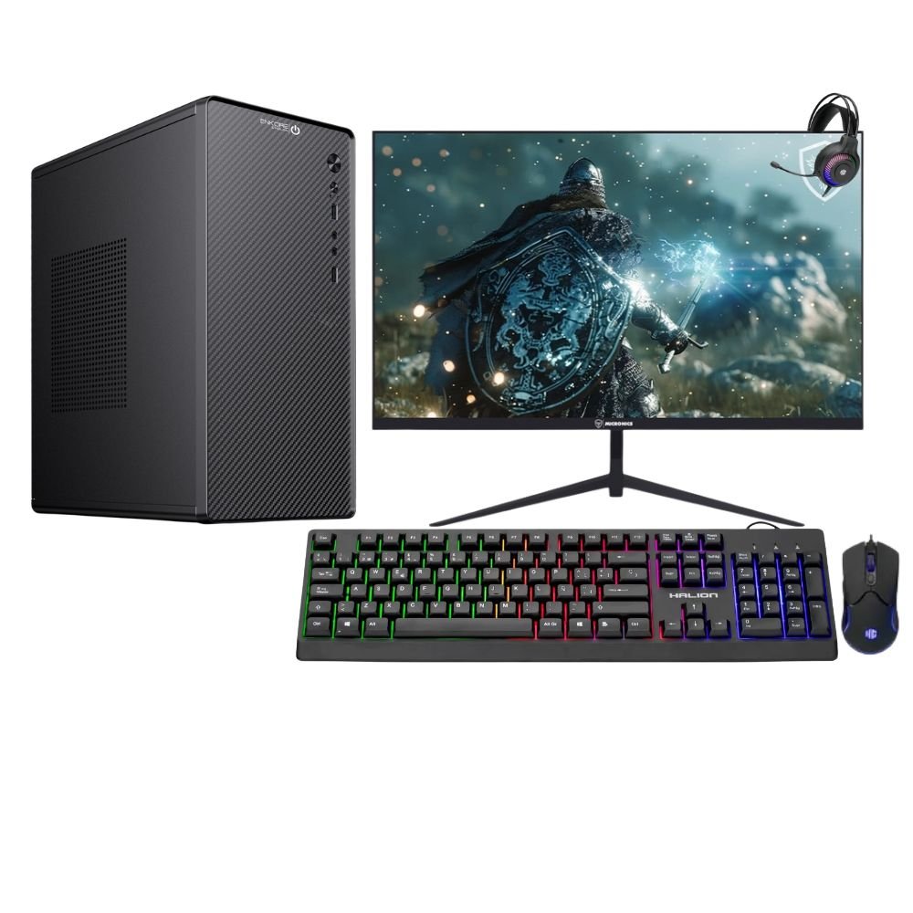 Combo PC Enkore AMD RYZEN 5 16GB + 1TB SSD + CASE+ MONITOR 24"+ KIT 4 EN 1 AMD Ryzen 5 1TB SSD 16GB Negro + Monitor FHD 24"