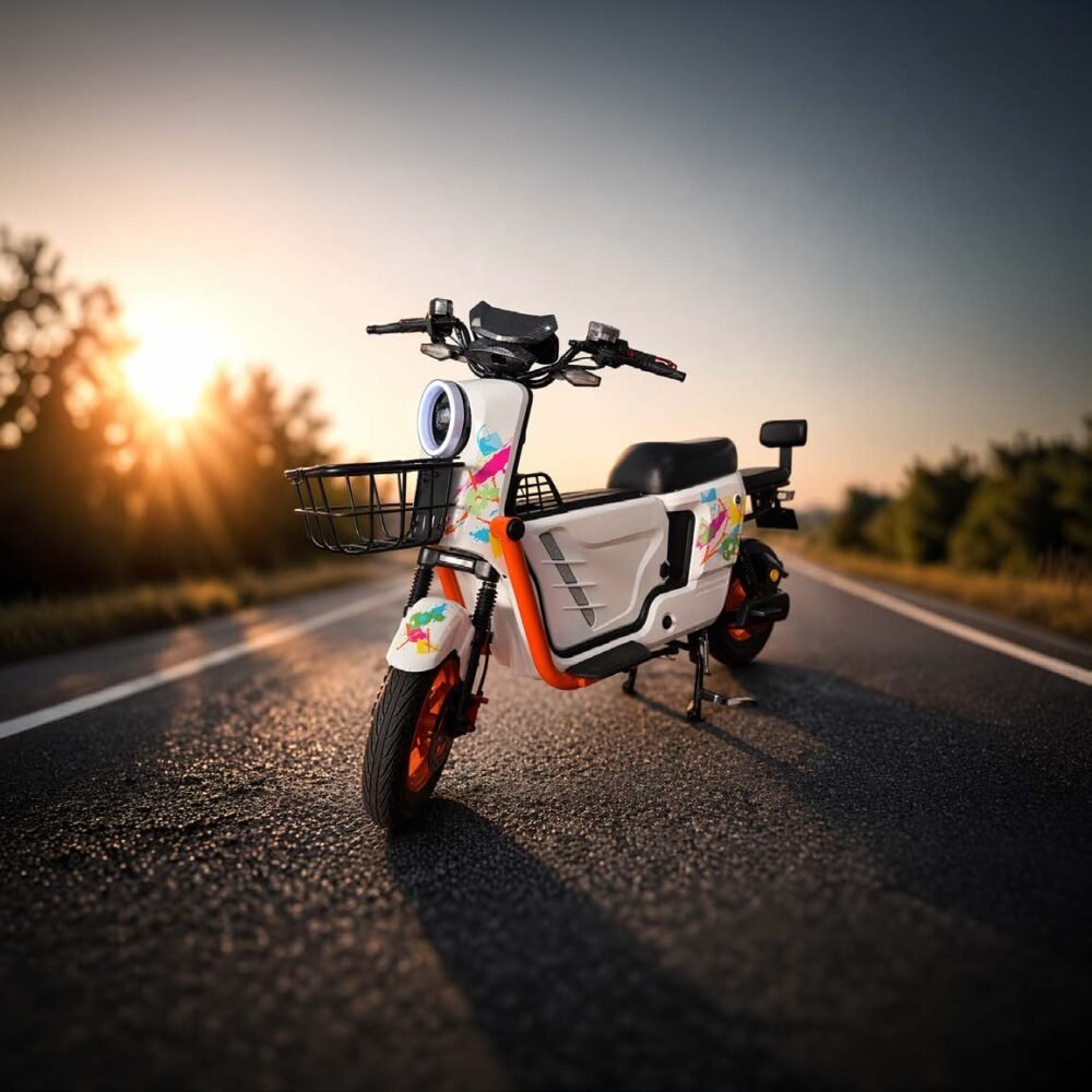 MOTOCICLETA ELECTRICA HS1000B 60V20AH BLANCO CON CAJUELA