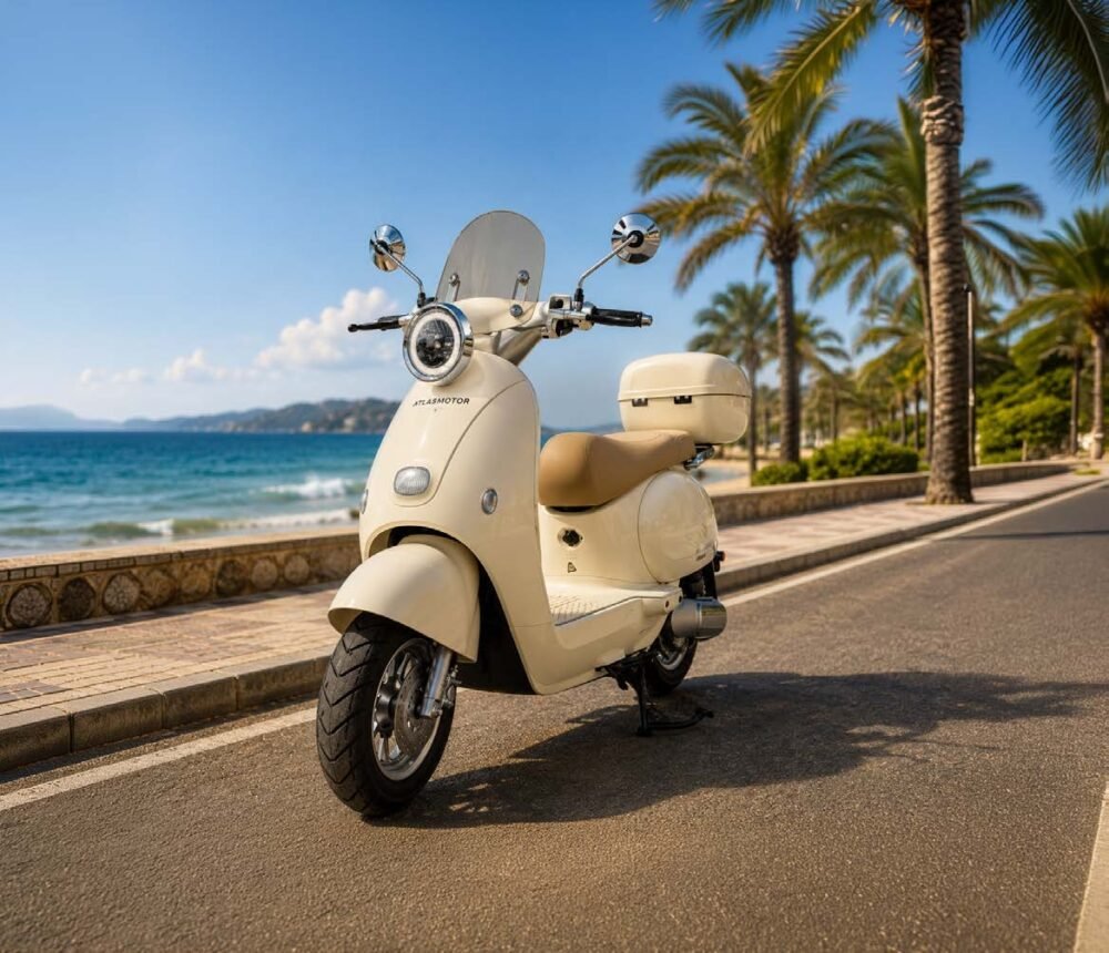 MOTOCICLETA SCOOTER ELECTRICA TIME 1000W.60V20AH GRIS CON CAJUELA