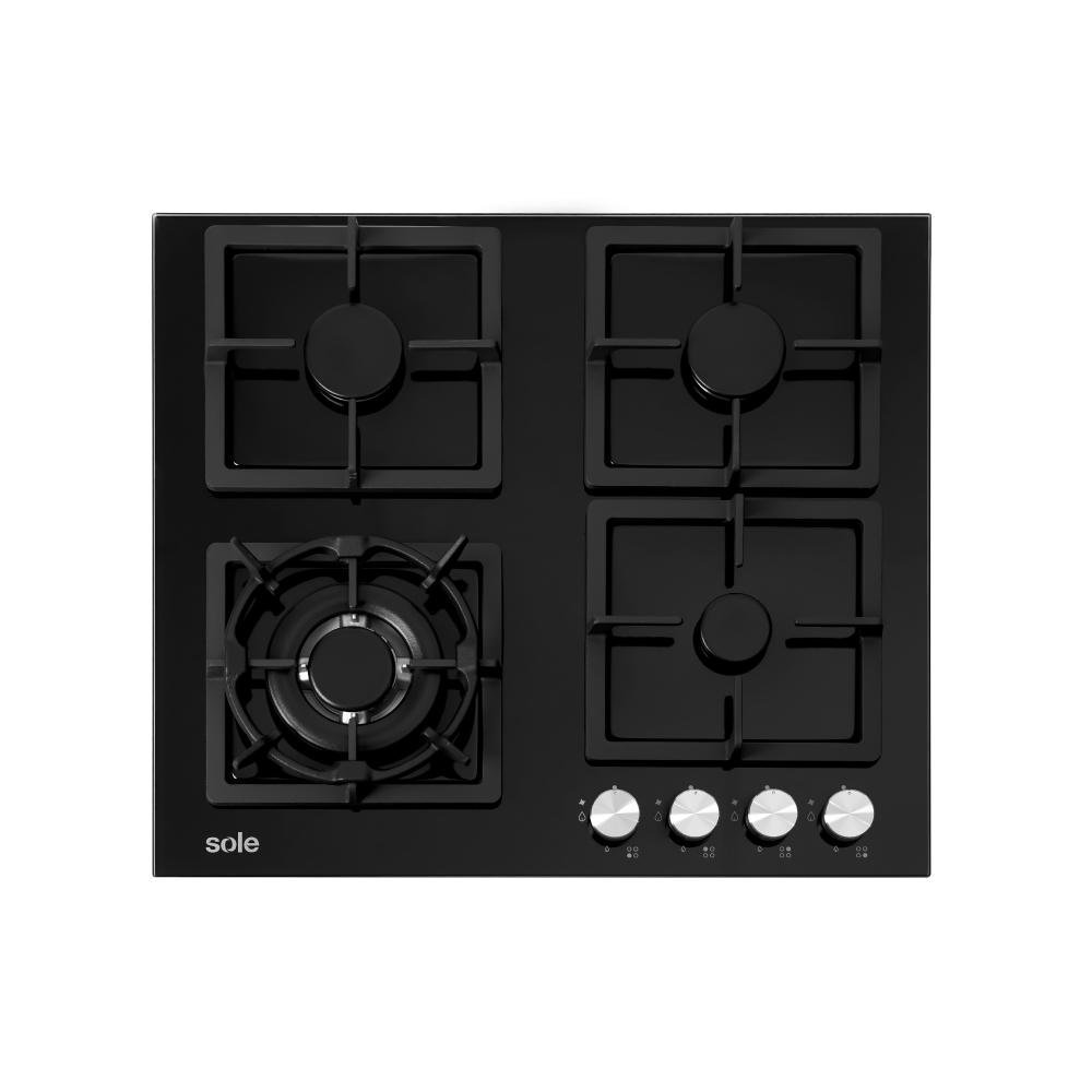COCINA EMPOTRABLE SOLE 4Q TOP VIDRIO SOLCO040GN  + CAMPANA VENUS PLUS 90 CM VIDRIO +CONEXIÓN + HERVIDOR