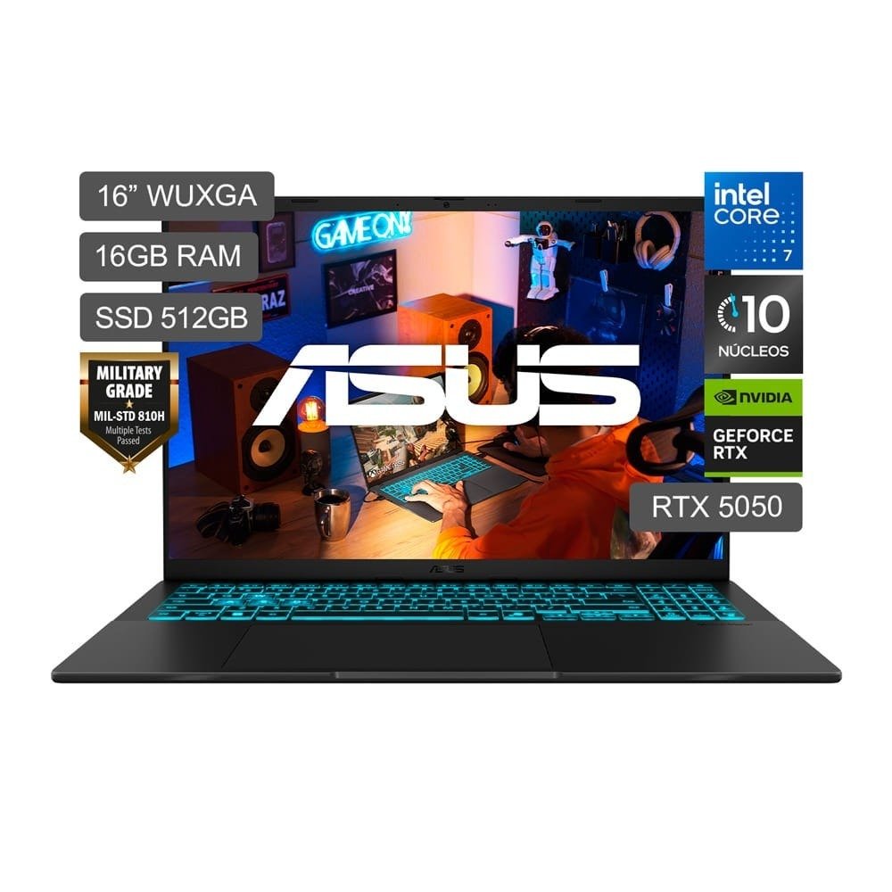 LAPTOP GAMER ASUS V16 16.0" V3607VH-RP012W WUGXA CORE i7-240H WIN11 16GB 512GB SSD RTX5050 8GB