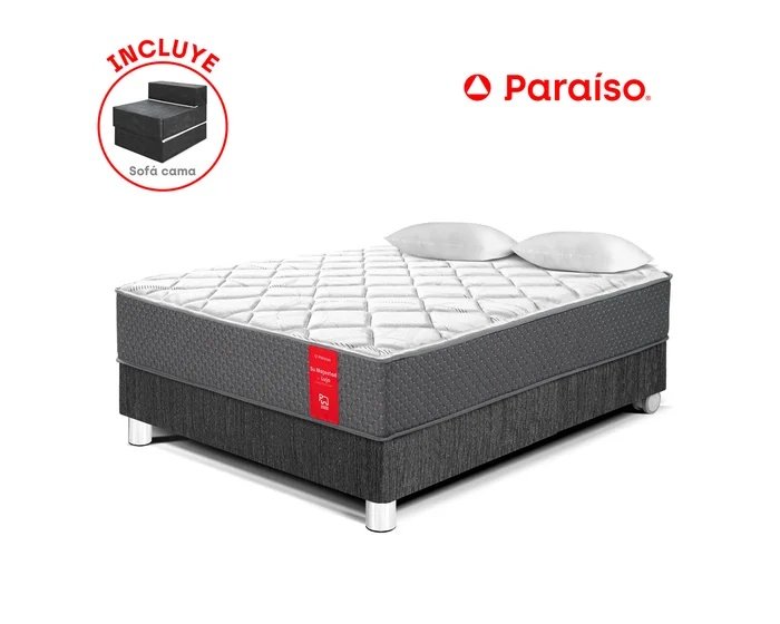 SET CAMA PARAISO SU MAJESTAD CHARCOAL 2.0 PLZ+2ALM+1PROT