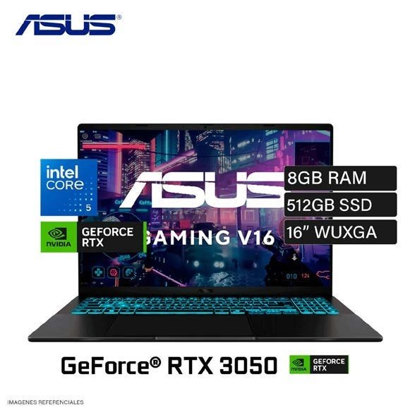 LAPTOP GAMER ASUS V16 V3607VJ-RP067W WUXGA 16.0" CORE i5-210H WIN11 8GB 512GB SSD RTX3050 6GB
