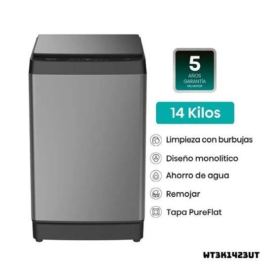 LAVADORA HISENSE 14 KG WT3K1423UT GRIS