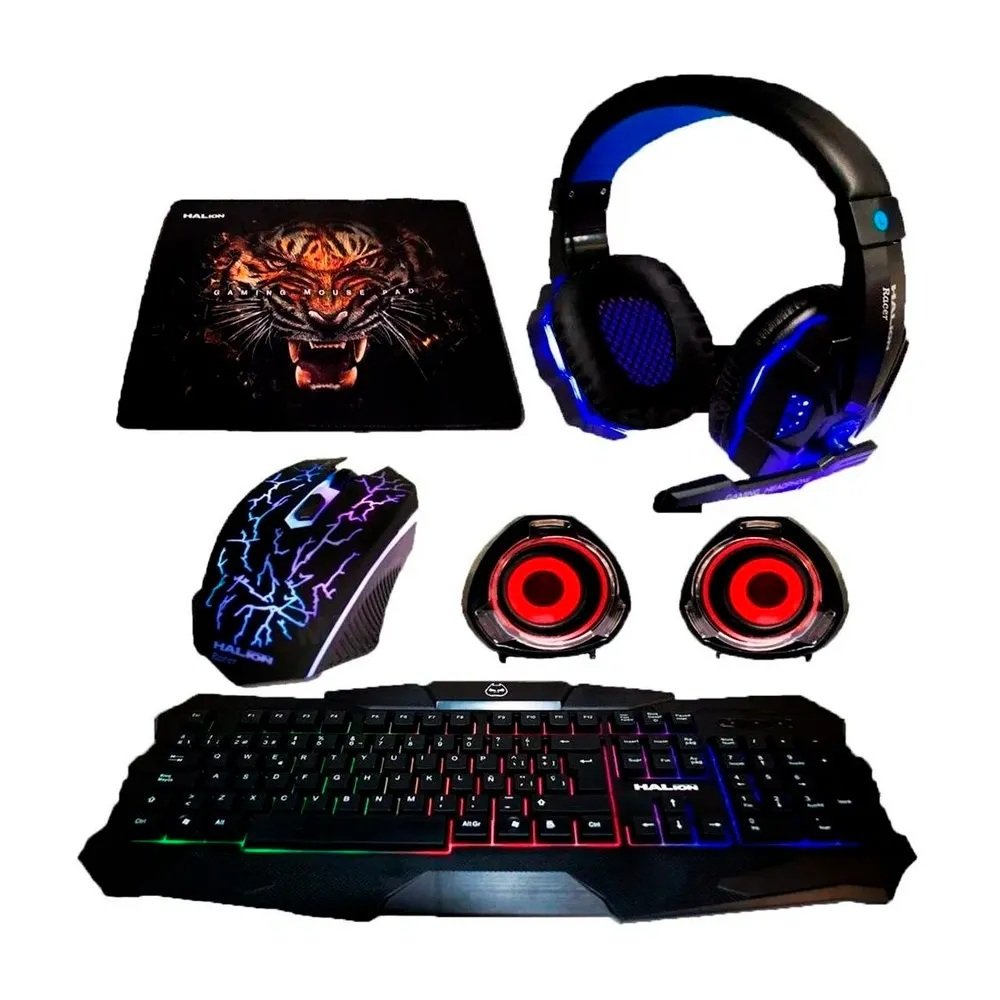 KIT GAMER 5 EN 1 HALION RACER TECLADO+MOUSE CLABLE+AUDIFONO - Image 2
