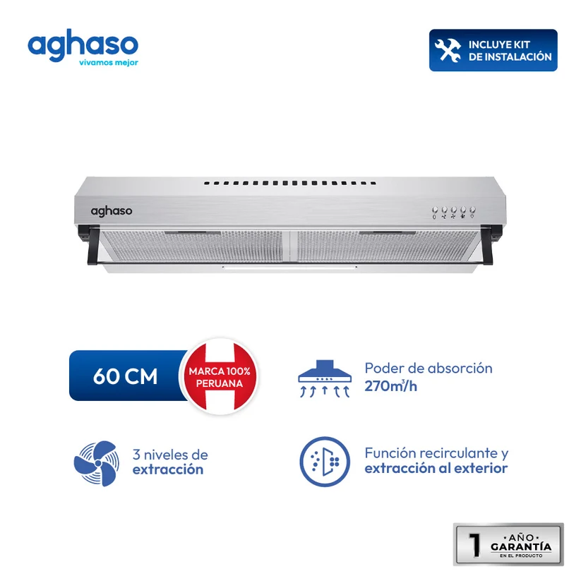 COMBO: COCINA AGHASO PREMIUM 4H + CAMPANA AGHASO EXTRACTORA 60 CM + COMBO + CONEXIÓN + REGALO - Image 2
