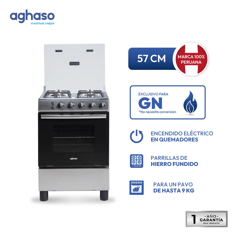 COMBO: COCINA AGHASO ESSENCIAL 4H + COMBO + CONEXIÓN +  REFRIGERADORA AGHASO 511 LT + REGALO