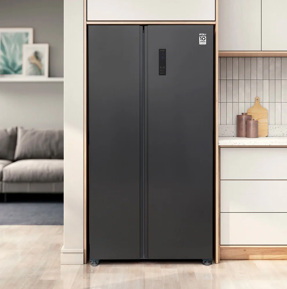 REFRIGERADOR SLIM 436L SBS BLACK FDV + FREIDORA DE AIRE 3.5L