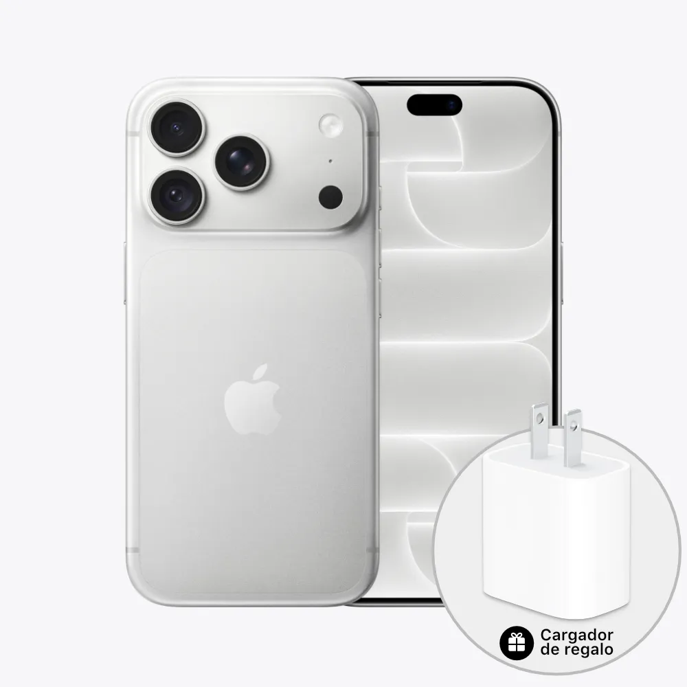   CELULAR IPHONE 18 PRO 256GB  SELLADO ESIM SILVER + REGALO: CABLE Y CUBO CARGADOR